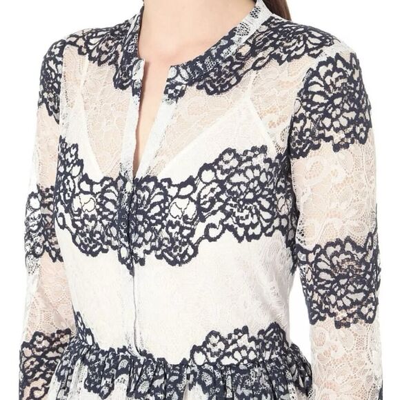 NWT $570 Maje RAYELA Two tone lace Dress Navy / White, Size 2 , 6 US - Picture 6 of 9